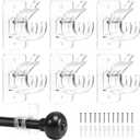 No-Drill Curtain-Rod Adhesive-Brackets Adjustable-Holder - 20 Pounds Nail Free Curtain Rod Hanger (Pack of 6 Transparent)