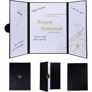Large Retirement Card for Men Women, Black Gold Retirement Party Decorations, Happy Farewell Guest Book Alternative, Jumbo Greeting Card Retirements Gifts Signature Board Book for Party Supplies