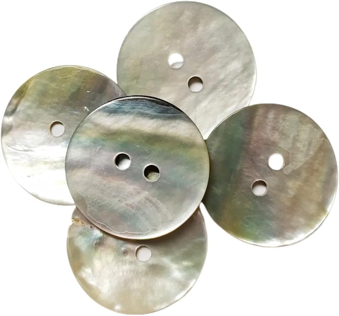 Natural Mother-of-Pearl Shell Buttons - AKOYA - 7 Sizes - Produced in Spain (20 mm) (Round)