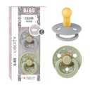 BiBS Liberty Pacifier 2-Pack, BPA Free Pacfiers with Natural Latex Round Nipple, Made in Scandinavia, Size 2 (6-18 Months), Capel Sage