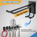 Tanzfrosch 2 Pack Garage Hooks Heavy Duty 10 INCH Two-Tier Steel Shed Wall Mount Workshop Garage Storage Organizer Hooks for Hanging Garden Tool, Hose, Ladder, Chairs, Bikes with Anti-Slip Coating