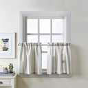 CHF McKenzie Striped Window Kitchen Curtain Tier Pair, Rod Pocket, 28W x 36L inch, Beige