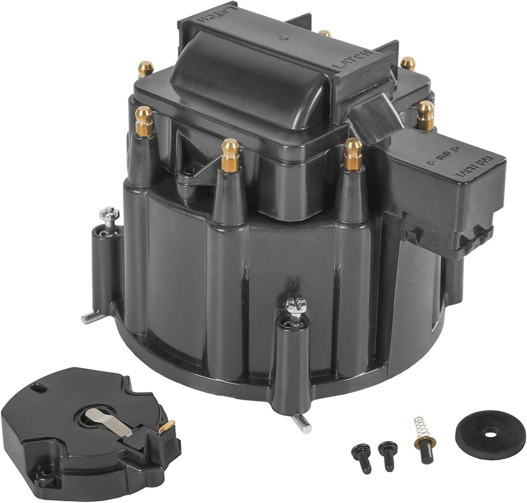 HEI Distributor Cap and Rotor Replacement For K549 SBC 283 305 307 327 350 400 BBC 454 396 427 Black Male Large Distributor Cap Rotor Kit