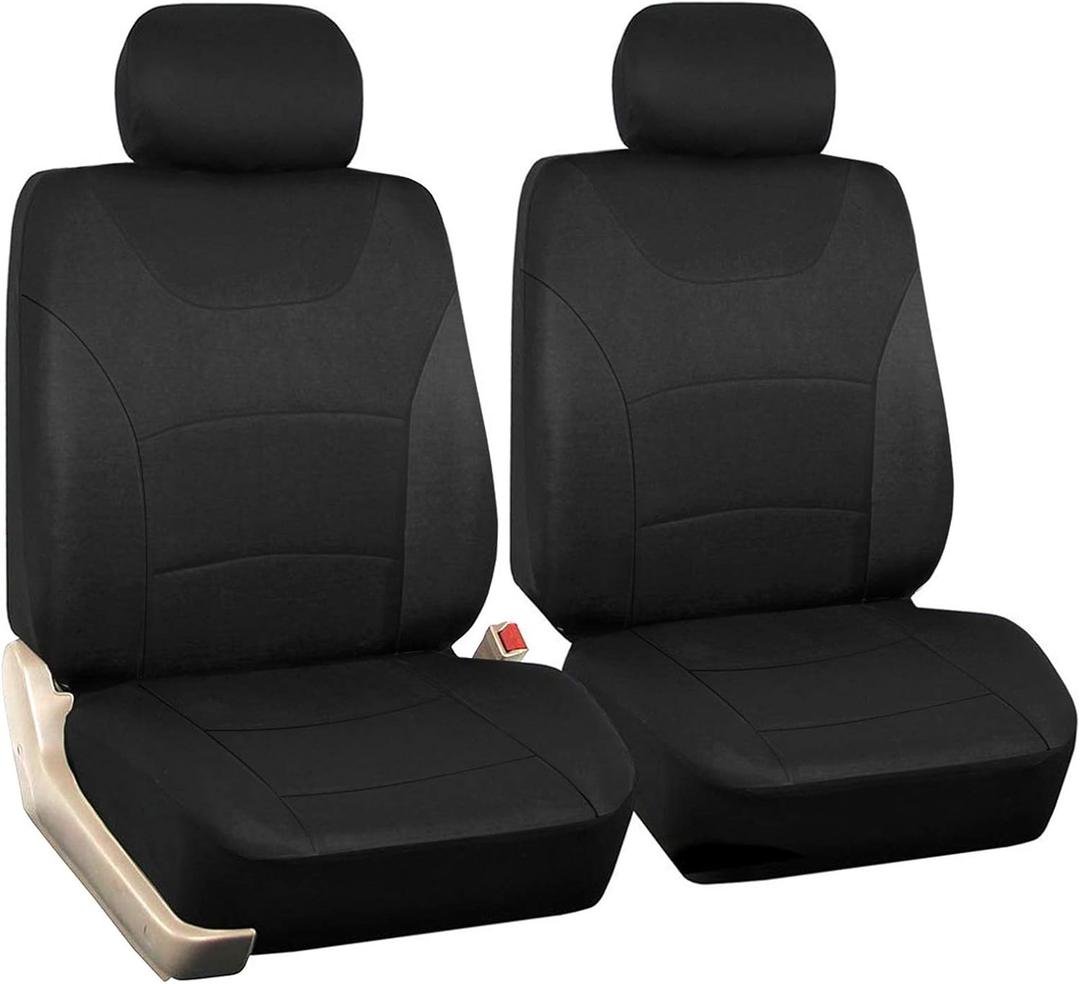 2pcs Cloth Car Seat Covers Black Universal Fit Seat Protector for Sedan, Truck, SUV Front Seats
