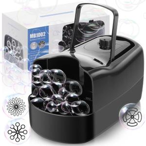 Automatic Bubble Machine for Kids - 3 Size Bubbles, 2 Speeds, Outdoor Toys for Toddlers 1-3, Toys for 1 3 4 5 6 7 8 Years Old Boys Girls, Gift for Party Wedding Birthday Outside (All Black)