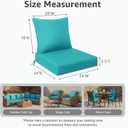 PatioGlow Outdoor Seat Cushion Set, 24" x 24" x 3.5", Set of 2, Water-Resistant & Fadeness Patio Furniture Cushions with Removable Cover & Ties, Thick Deep Seating Pads for Outside Sofa Couch, Teal