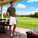 Fanient Men Golf Polo Shirts Short Sleeve 3D Printed Dry Fit Moisture Wicking 4-Way Stretch Summer Athletic Polo Shirts (Black, M)