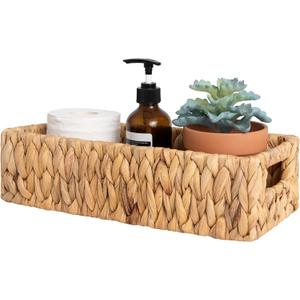StorageWorks Water Hyacinth Basket for Toilet Paper, Wicker Baskets for Storage with Built-in Handles, 14 "L x 6 "W x 3 "H