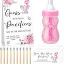 Roowest 512 Pcs Baby Shower Games Guess How Many Pacifiers Sign 100 Small Guessing Games 10 HB Pencils 750ml Milk Bottle 400 Acrylic Pacifiers Decoration for Guest Gender Reveal(Pink,Elephant)