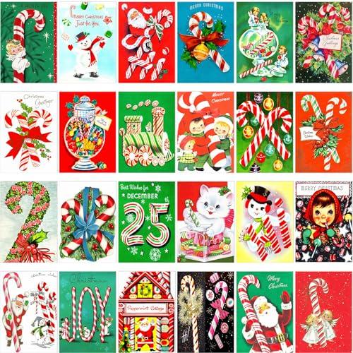 Harloon 36 Pcs 8 x 10 Inch Vintage Christmas Pre Drawn Canvas for Painting Retro Santa Xmas Tree Posters Snow Scene Winter Holiday Decoration for Christmas Living Bedroom Decor