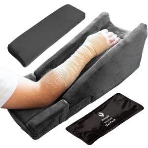 Zomaple Arm Elevation Pillow for Post Surgery  Adjustable Arm Support Pillow with Gel Memory Foam & Hot/Cold Pack  Couch Rest Pillow for Bed, Carpal Tunnel, Wrist & Elbow Recovery, Help Reduce Pain (Grey)