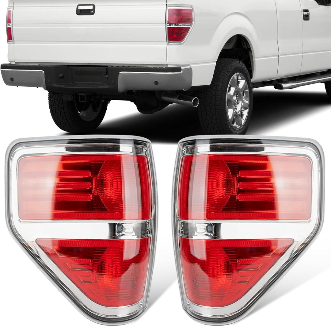Tail Light Assembly Fit Ford F150 F-150 2009 2010 2011 2012 2013 2014 Rear Back Up Cover Taillight Lens Left Driver Right Passenger Replaces BL3Z13404AB BL3Z13405AB BL3Z13404B (Lamp Included) (2009-2014)