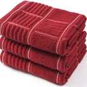 Anyi 100% Cotton Kitchen Towels, Absorbent Dish Towels with Hanging Loop, Soft Kitchen Hand Towels for Washing Drying Dishes(16x26, Set of 3, Redwhite)