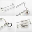 BESy Adjustable 16-26 Inches Double Bath Towel Bar for Bathroom SUS304 Stainless Steel Towel Holder, Hotel Style Wall Mount with Screws Hand Towel Bar Towel Rack Rod Hanger, Brushed Nickel Finish