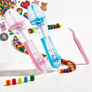 2 Pack Fuse Beads Pen for 2.6mm Beads – Tweezers Included, Transparent Dispenser, High Capacity Chamber, Time-Saving & Precise DIY Crafting for Holiday & Family Fun