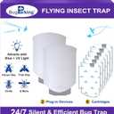 Flying Insect Trap, Plug-in UV Light for Gnats, Fruit Flies and Houseflies, Silent Sticky Catcher for Indoor Use, 2 Devices & 6 Refills
