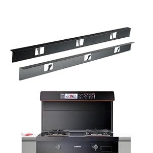 Stove Gap Covers, Stove Gap Filler, Range Trim Kit,Stove Guard for Kitchen Oven Gap Between Stovetop and Counter, Heat Resistant and Easy to Clean (Aluminum Black 23.4 in 1 Pair)