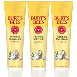 Burt's Bees Softening Foot Cream with Coconut Oil and Soap Bark, 4.3 Ounces, Pack of 3