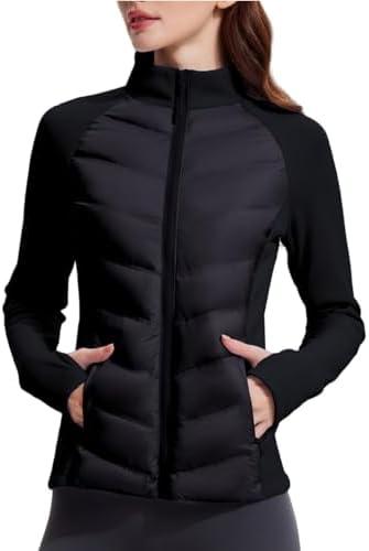 AFZ Lightweight Puffer Jacket Women 800 Down-Fill Waterproof Quilted Down Jackets for Hiking Running S
