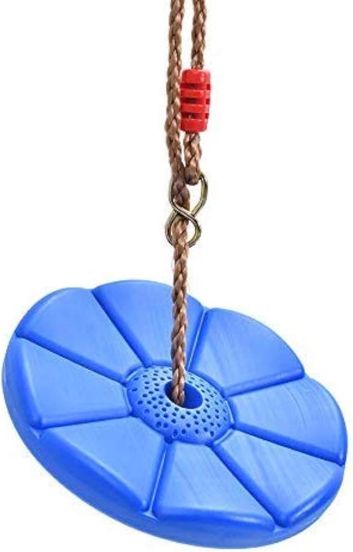 Sutekus Daisy Disc Tree Swing Seat with Rope Plastic Monkey Swing Playset for Backyard Outdoor (Blue)