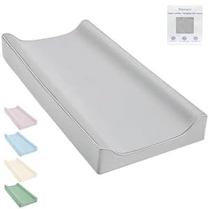 Vegan Leather Changing Pad Cover - 31"X 16" - Waterproof Wipeable, Extra Thick & Portable & Non-Slip Diaper Mat - Fits Standard Changing Tables for Baby Boy Girl (Gray)