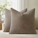 a moment Pack of 2 Decorative Chenille Throw Pillow Covers with Twill Cushion Covers for Sofa Living Room Couch Bed 18x18 Inch Dark Brown