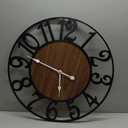 24 Inch Large Wall Clock for Living Room Bedroom Kitchen Mantel Decor, Silent Battery Operated Decorative Non Ticking Metal Round Modern Farmhouse Arabic Numerals Big Clock Wall Decor