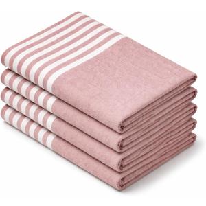 Cloth Napkins 18x18 Inches - Striped Design, 100% Cotton, Reusable & Durable Fabric Napkins for Dining, Everyday Meals, Events, Parties - Machine Washable, Set of 4, Rust