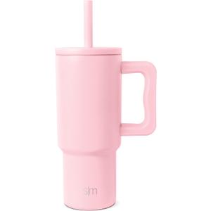 Simple Modern Kids 24 Oz Tumbler with Handle and Silicone Straw Lid | Spill Proof and Leak Resistant | Reusable Stainless Steel Bottle | Gift for Kids Boys Girls | Trek Collection | Blush