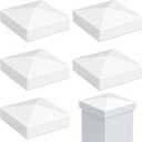 RECTOO 4x4 Vinyl Post Caps White (Actual 4.00" Internal Size - NOT for Wood Posts), Pyramid Top Toppers for Fences, Decks & Mailboxes, Weatherproof PVC Post Protector (6 Pack)