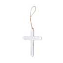 Transpac Clear Cross 5 x 3.5 Glass Decorative Hanging Ornament Bauble Twine Hanger