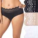 Olga womens Secret Hugs 3 Pack Panty Hipster Panties, Black/French Toast/White, Large US