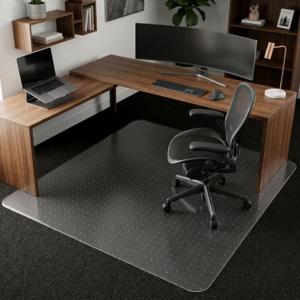 Chair Mat for Carpet, YOOMAYA 46" x 60" Office Chair Mat for Carpeted Floors, Easy Gliding Under Desk Carpet Protector, Slip Resistant Heavy Duty Plastic Floor Mat for Home, Gaming, Study Room (Clear)
