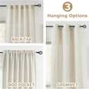 Natural Linen Blended Curtains for Living Room Bedroom, Linen Textured Semi Sheer Boho Curtain Panels, Light Filtering Grommet Top Window Treatments Set,2 Panels 40 x 54 Inches