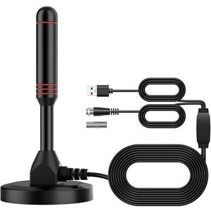 Digital TV Antenna DVB-T2 Portable Indoor Outdoor TV DTMB Antenna with Magnetic Base with 5m Cable,USB and tv Male Connector