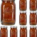 SUT Amber Wide Mouth Mason Jars 32 oz,9 Pack Quart Mason Jars With Airtight lids and Bands,Canning Jars 32 oz for Preserving,Meal Prep,Overnight Oats,Fermenting