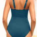 Daci Teal Women Tummy Control One Piece Swimsuit - Ruched Bathing Suit Full Coverage Slimming V Wired Swimwear 2025 XL (XL)