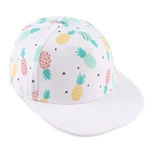 Peecabe Toddler Baseball Hat Novelty Boy Girl Sun Cap Flat Brim Kid Baseball Hats 6M-8Y (White Pineapple, 6-24 Months)