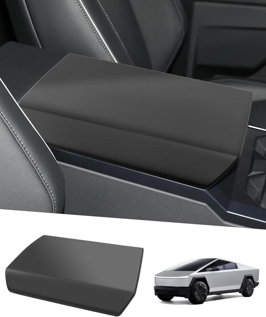 Center Console Armrest Cover for Cybertruck, TPE Armrest Box Protector Center Console Cap fit for 2024 Tesla Cybertruck Accessories (Black)