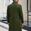 Yousify Mens Double Breasted Trench Coat Notched Lapel Mid Long Peacoat Winter Casual Business Overcoat (L)