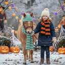 Paterr 2 Pcs Halloween Horse Scarf Hat Outfits Accessory Striped Scarf Hat for Horse Parade and Parties Costume Accessories (Green, Gray)
