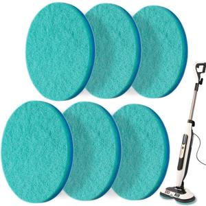 Frescares S7001 Upgraded Steam&Scrub Mop Pads for Shrak,S8201 S8001 S7000 S7201 S7000AMZ S7005 S7020 S7001C All-in-One Hard Floor Steam Mop (6Green-Without snap Fastener)