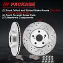 Front Drilled and Slotted Brake Pads and Rotors Kit Ceramic Automotive Replacement Brake Kits Vented 10.83 Inch Compatible for Toyota Corolla Matrix 2008-2019 (18 Pcs)