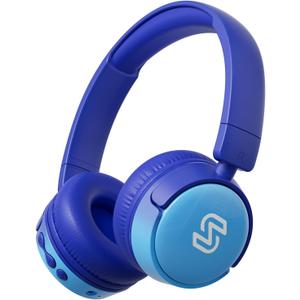 S62 Kids Bluetooth Headphones, Wireless Headphones for Kids Over Ear with Microphone, 85/94dB Volume Limiter Headset for Girls Boys, Foldable Headset for Learning & Entertainment-Blue