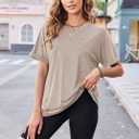 Zeagoo Women Oversized T-Shirt Summer Casual Short Sleeve Loose Tee Tops Basic Tee Shirts Brown (L)