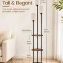 KIZON 71" Floor Lamp with Shelves, 3-Tier Tall Standing Lamp with 3-Light E26 Base & Linen Shade, Modern Shelf Floor Lamp for Living Room, Bedroom, Office, Foot Switch, Black and Beige