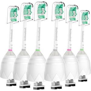 Jiuzhoudeal Replacement Toothbrush Heads for Philips Sonicare E-Series, Compatible with Sonicare Essence, Elite, Advance, CleanCare Screw-on Electric Toothbrush HX7022/66, 6 Pack