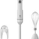 Cordless Hand Blender, UTALENT Variable Speed Immersion Blender Handheld Rechargeable, with USB-C Charging Cable, Egg Whisk, for Smoothies, Milkshakes, Hummus and Soups White