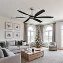 64 Inch Black nickel Ceiling Fans with Lights, Reversible Quiet DC Motor, Modern Ceiling Fan with Light and Remote, Indoor/Outdoor Use