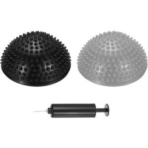 PATIKIL Half Spiky Domes Balance Pods Balance Trainer Dots with Hand Pump for Core Body (Silver/Black)
